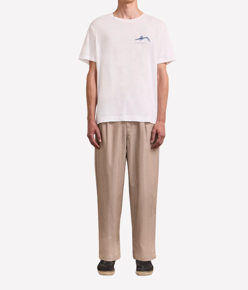 Dinis Linen Blend Summering Printed Tee in Costal Blue