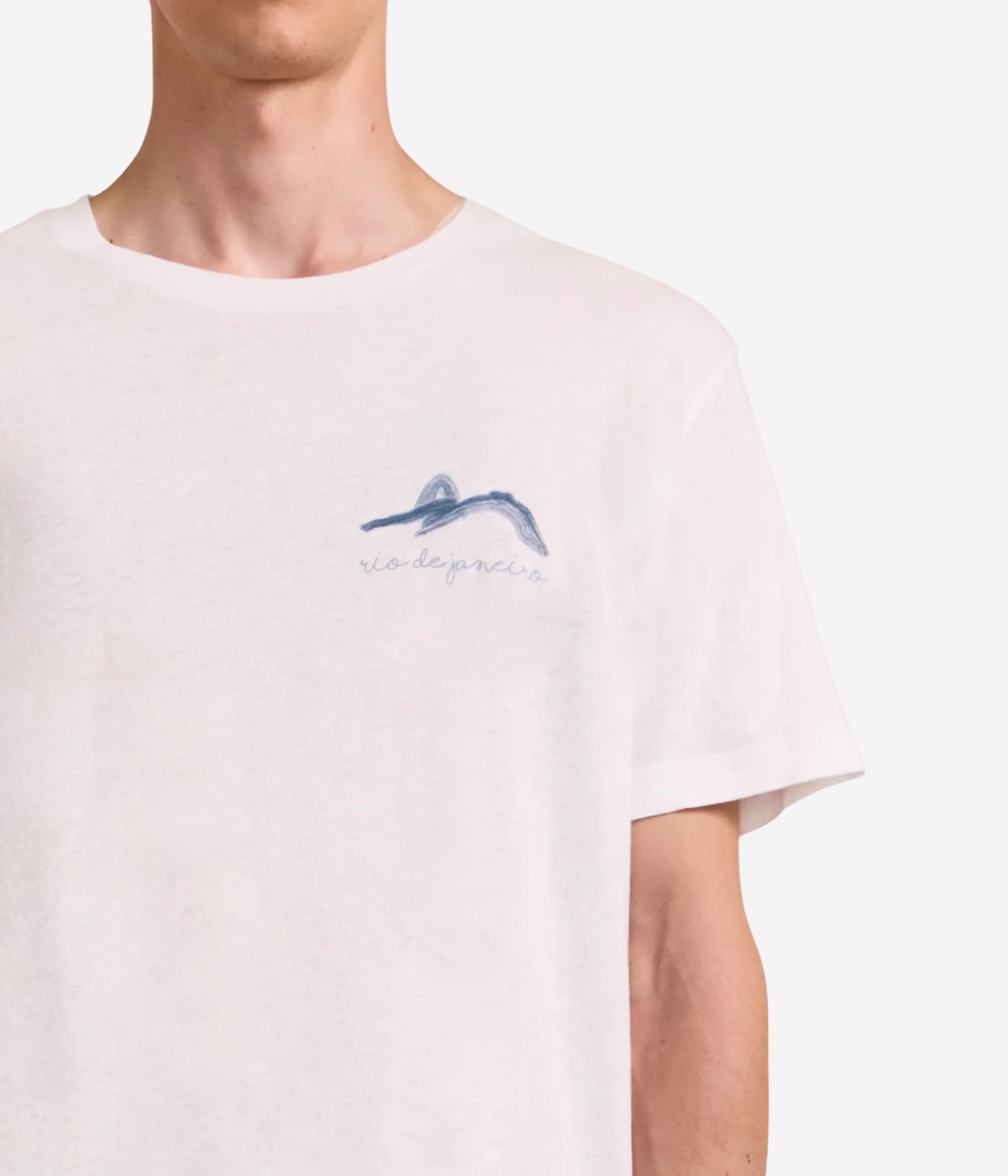 Dinis Linen Blend Summering Printed Tee in Costal Blue