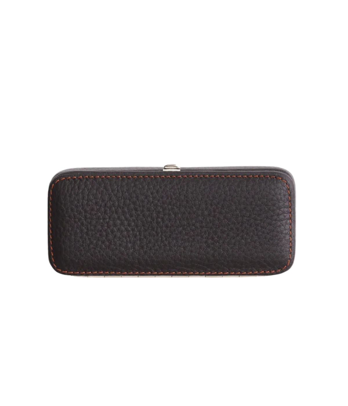 F. Hammann handmade leather dominoes set in brown full-grain leather with beige suede lining and polished frame – luxury game accessory made in Germany.