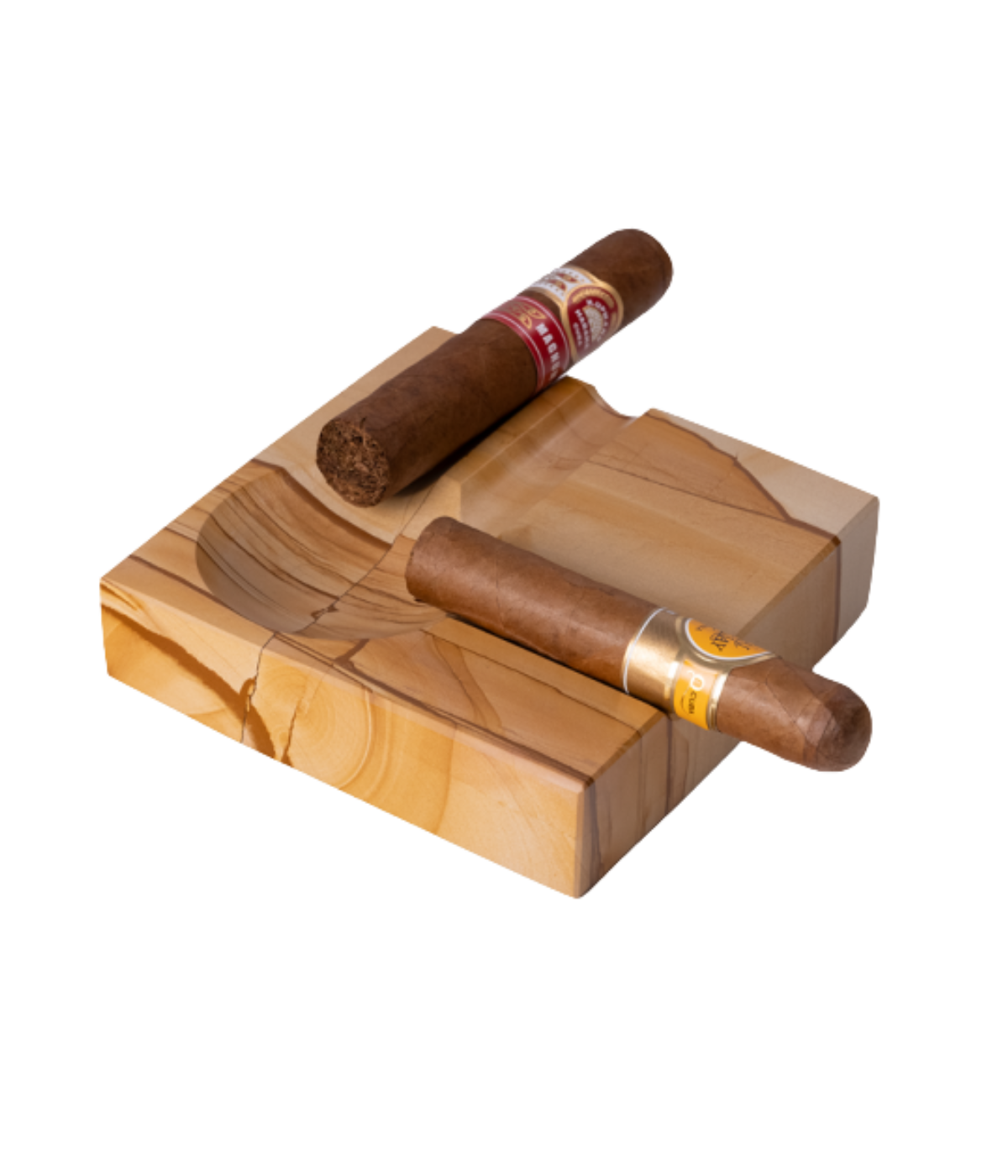 Luxurious handcrafted marble cigar ashtray with double rests, ideal for gifting and home or outdoor use.