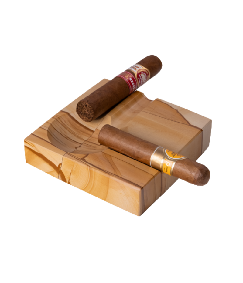 Luxurious handcrafted marble cigar ashtray with double rests, ideal for gifting and home or outdoor use.