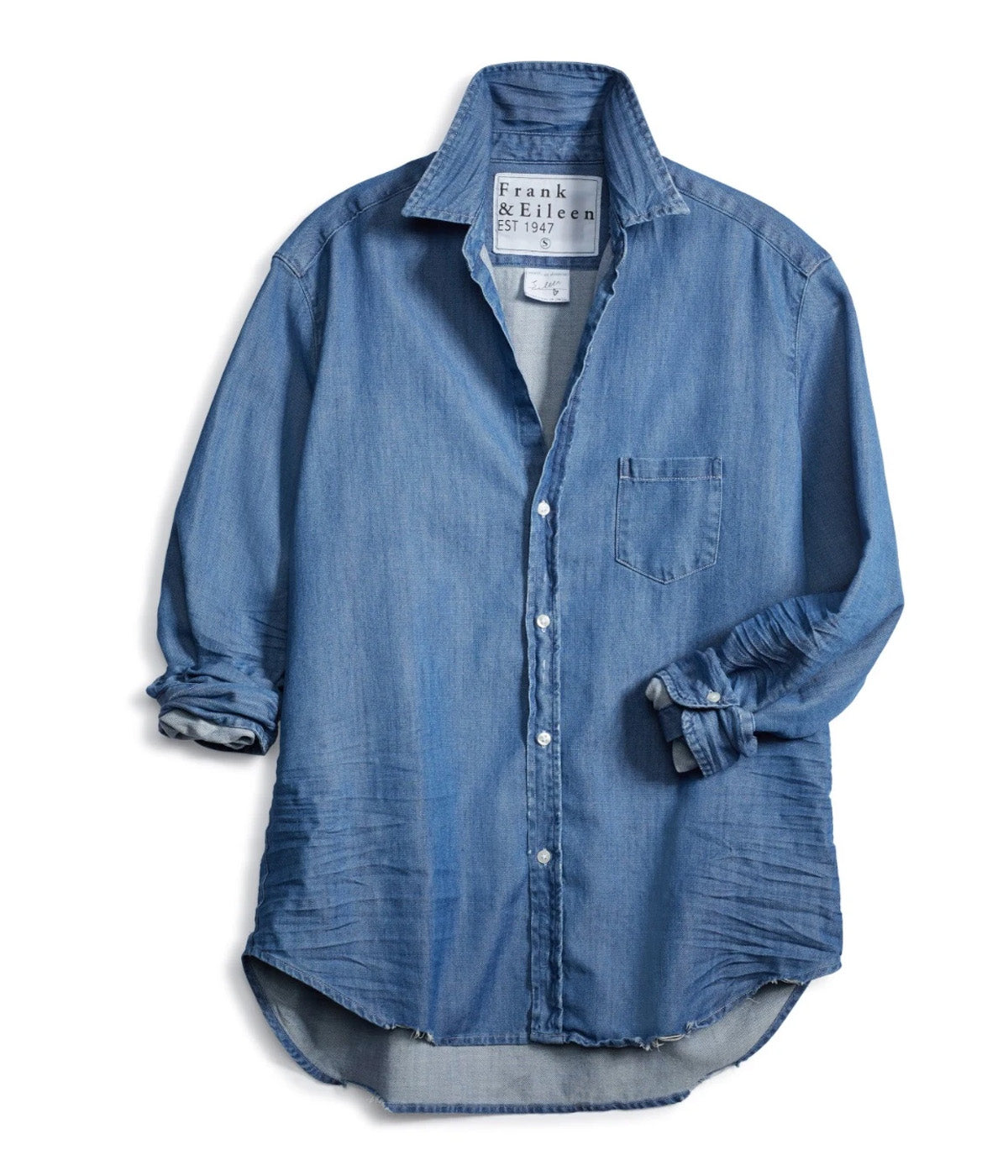Luke Woven Denim Shirt in Stonewashed Indigo