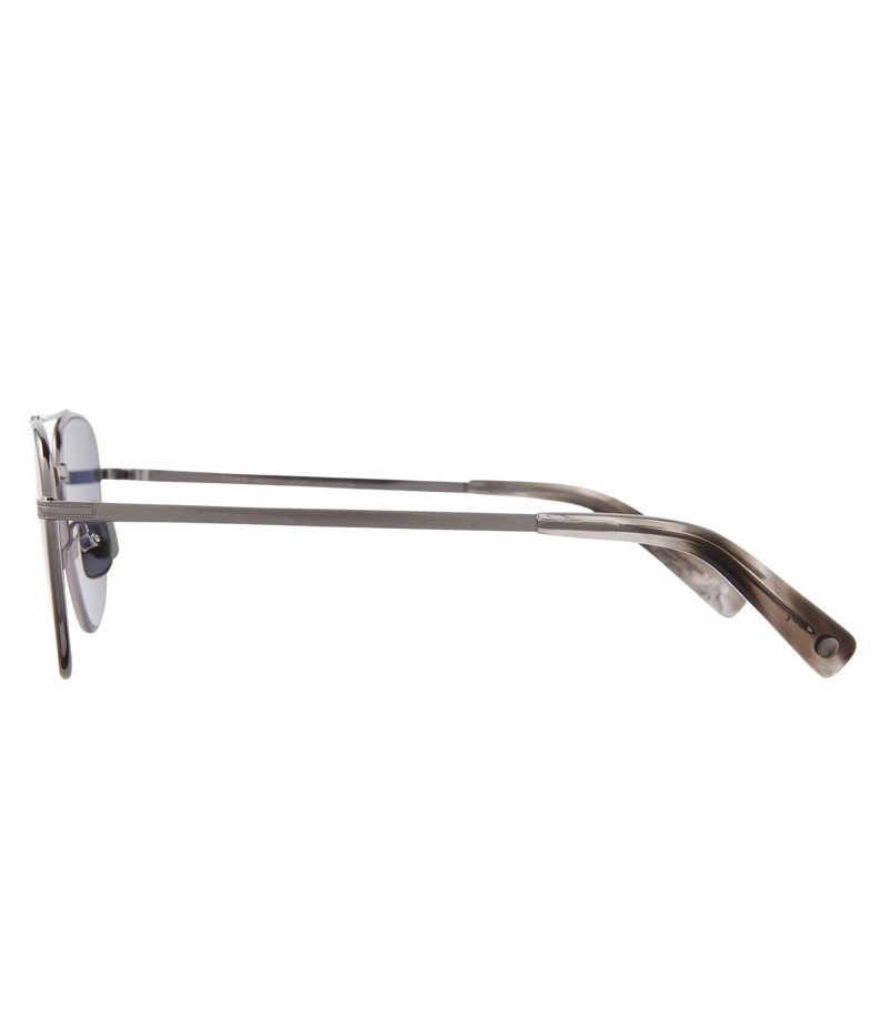 GLCO El Capitan Sun rectangular aviator sunglasses with stainless steel frame, polarized CR39 lenses, titanium nose pads, and Mountain Range etched temple tips.