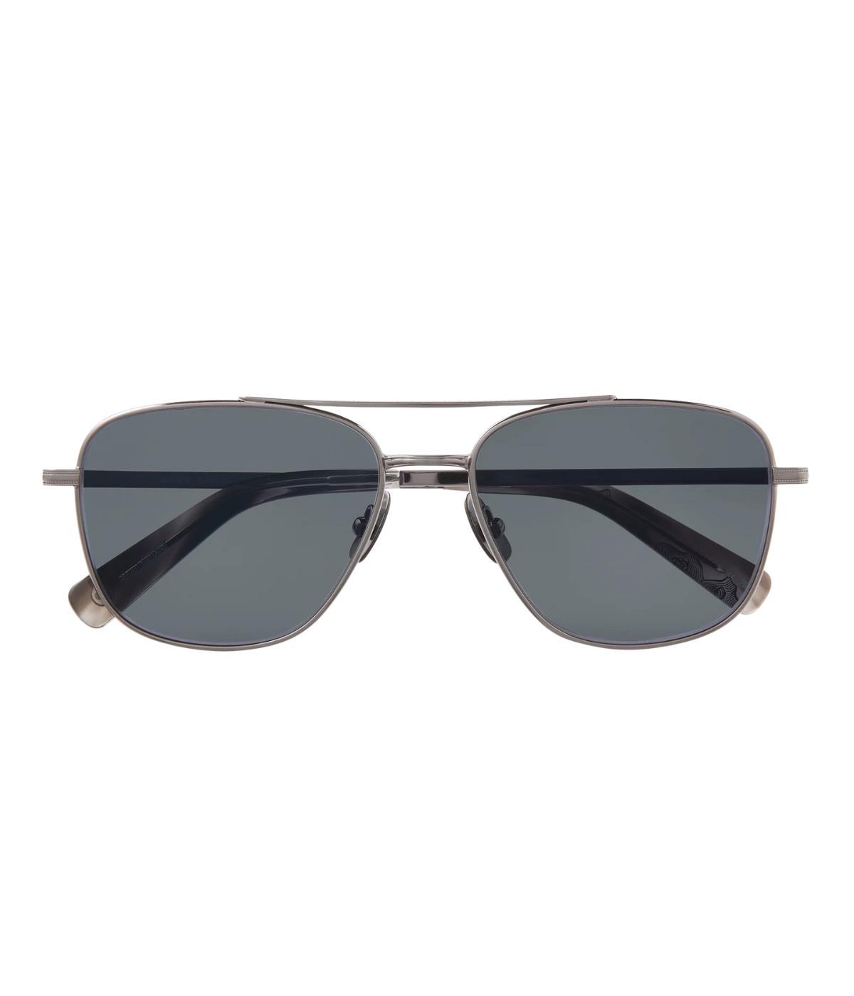 GLCO El Capitan Sun rectangular aviator sunglasses with stainless steel frame, polarized CR39 lenses, titanium nose pads, and Mountain Range etched temple tips.