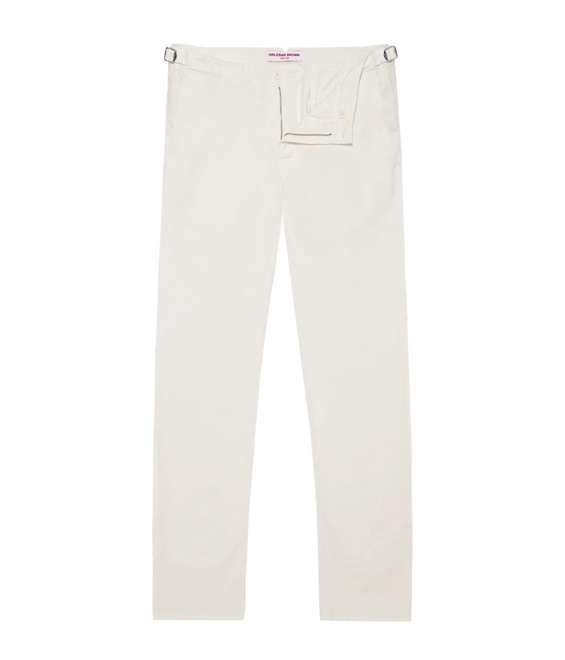 Fallon tailored-fit Sea Mist trousers made from stretch cotton with adjustable side fasteners, reinforced pockets, and a garment-dyed finish for a relaxed yet polished look.