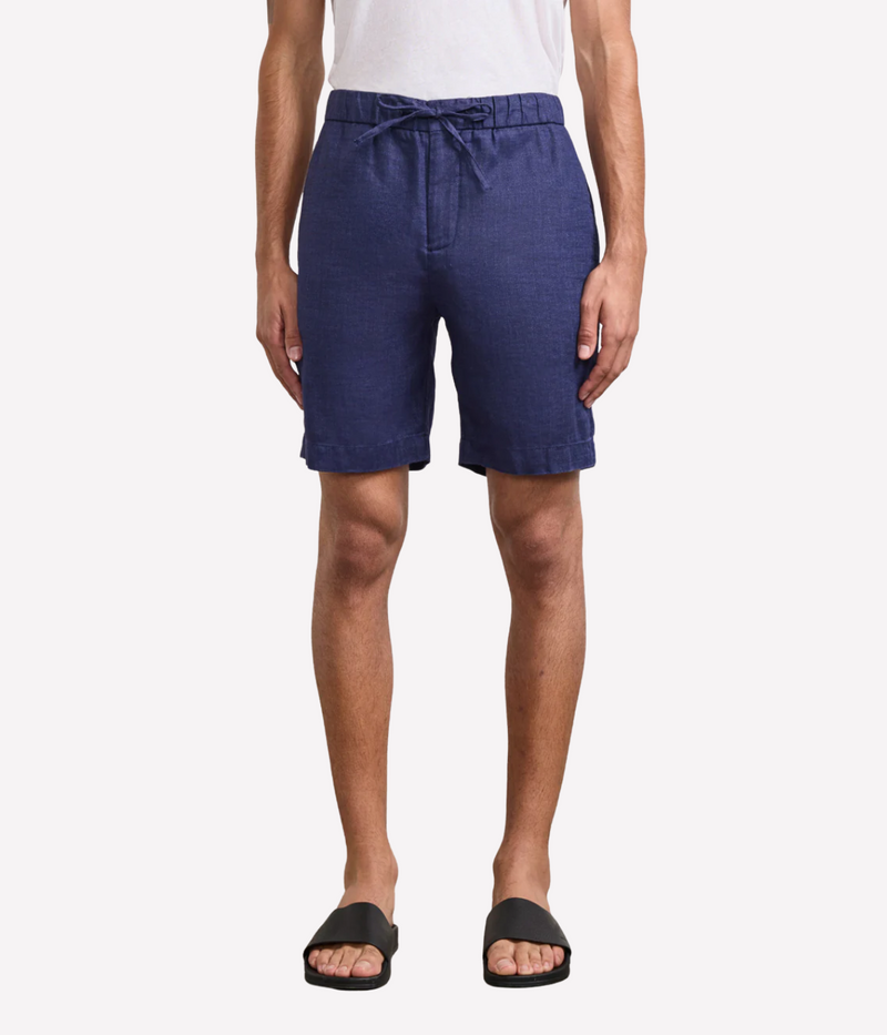 Felipe Linen Short in Navy Blue