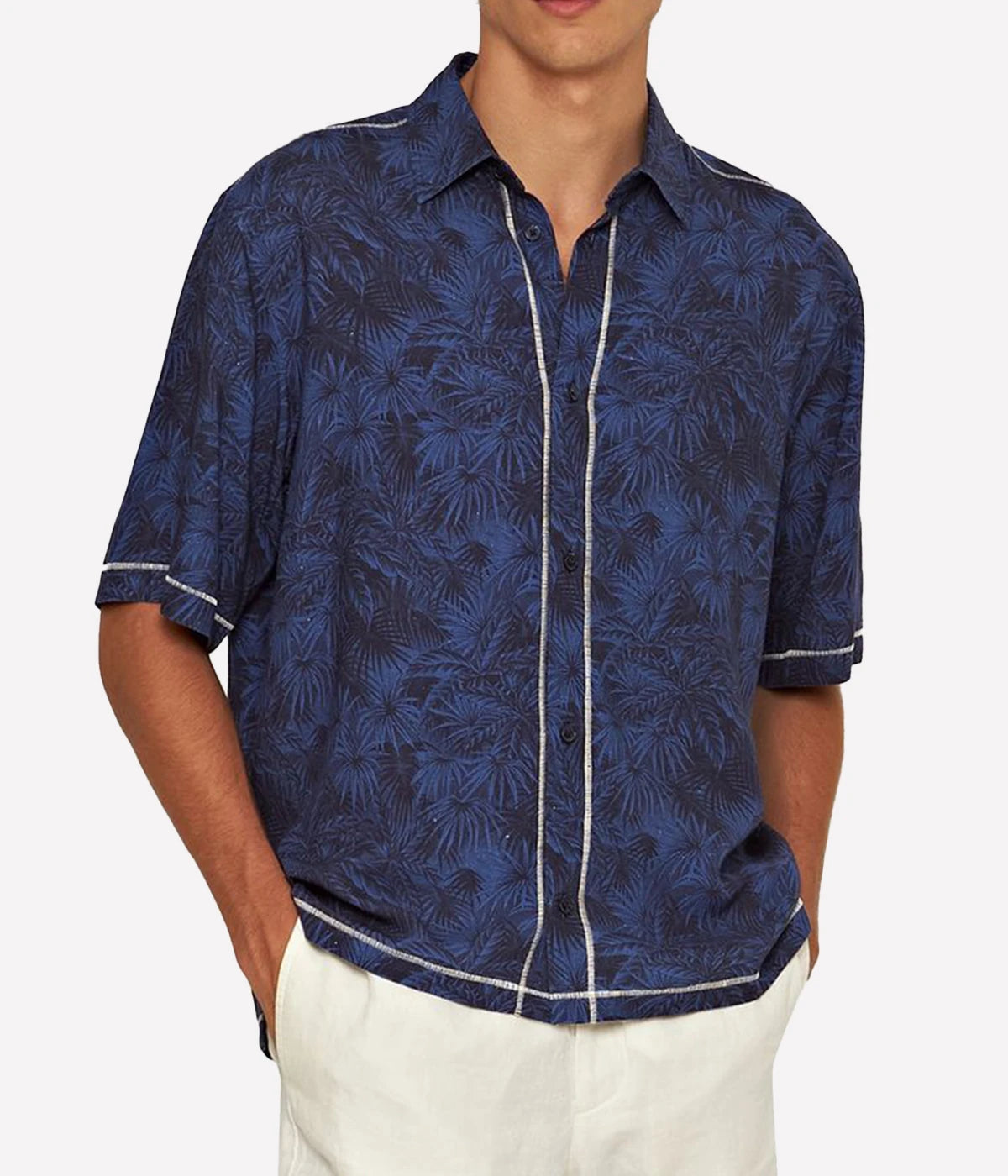 Fielder Palmed Polo in Midnight Navy