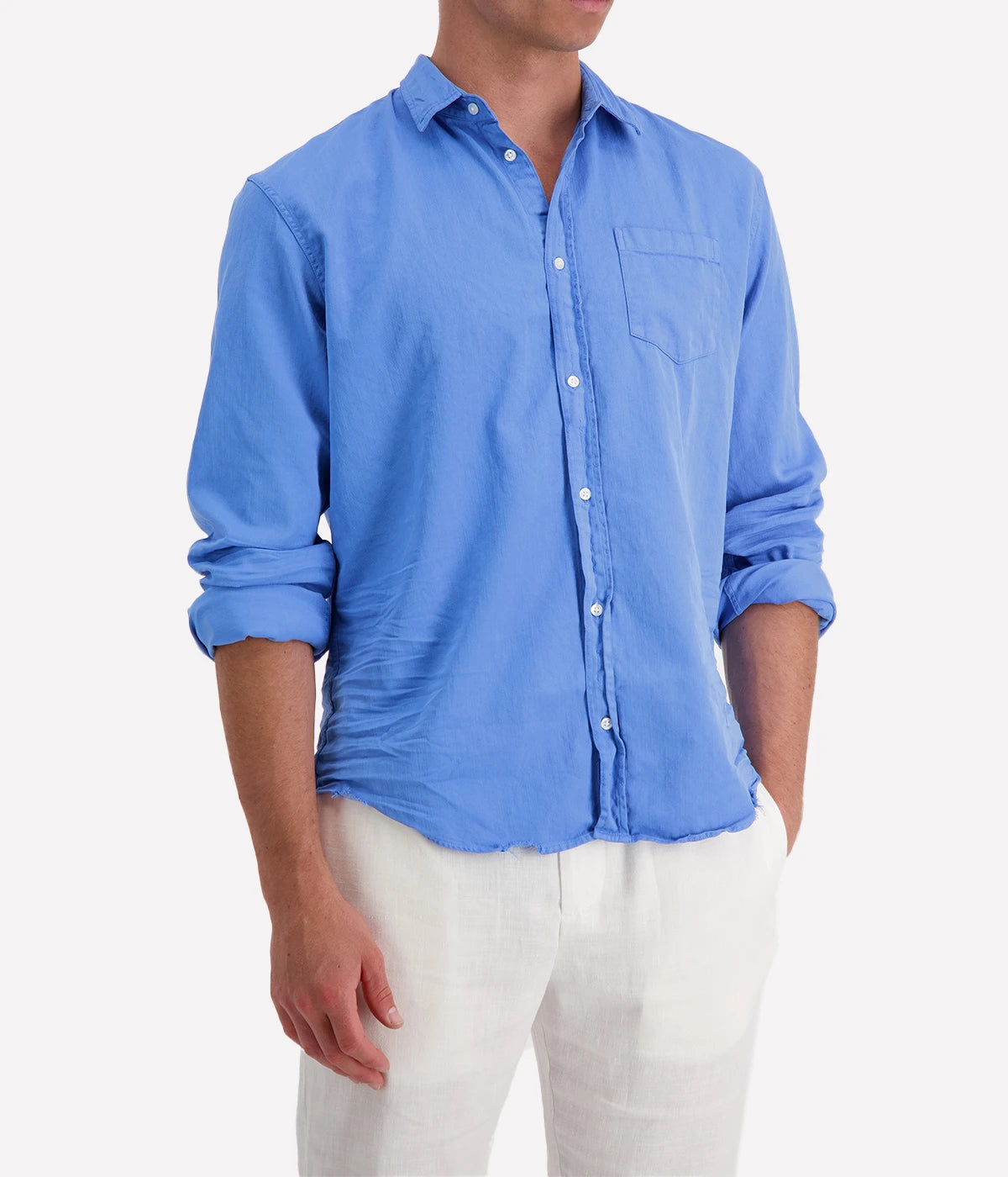 Luke Woven Denim Shirt in Tide