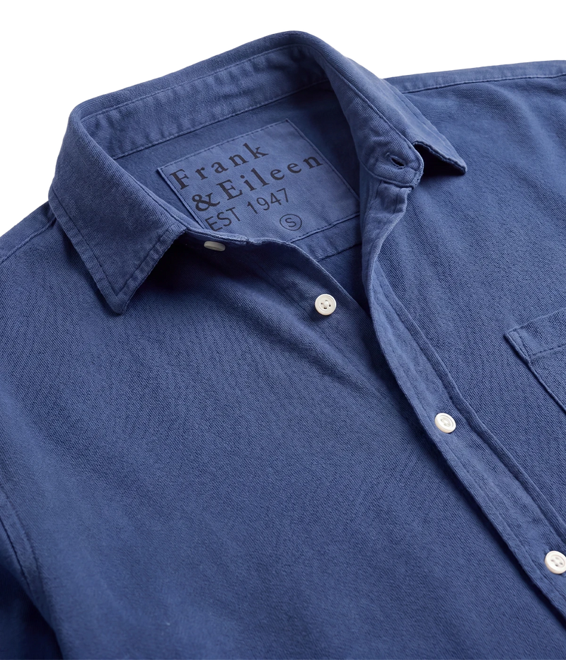 Luke Woven Button Up Shirt in Denim Navy