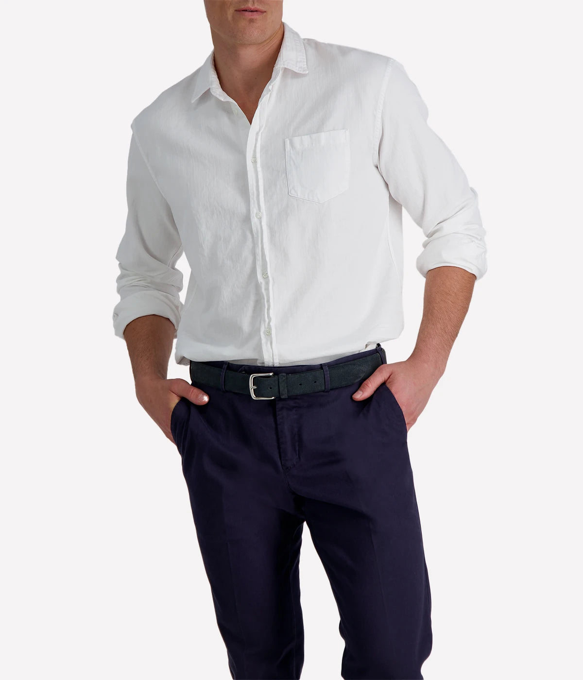 Luke Woven Shirt in White Denim