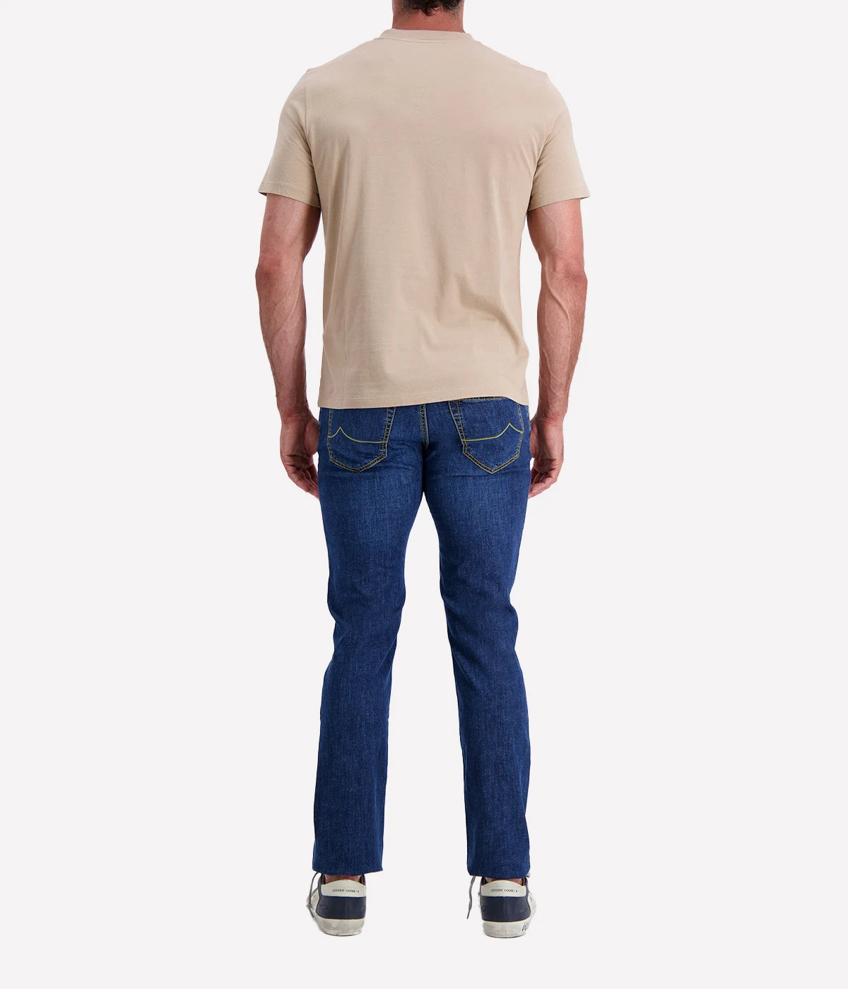 Jacob Cohen beige cotton crewneck T-shirt with a subtle logo on the front, styled for effortless luxury.
