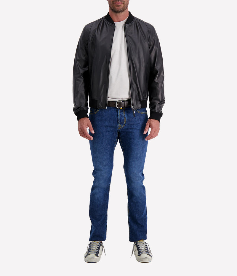 Giubbino Leather Jacket in Black