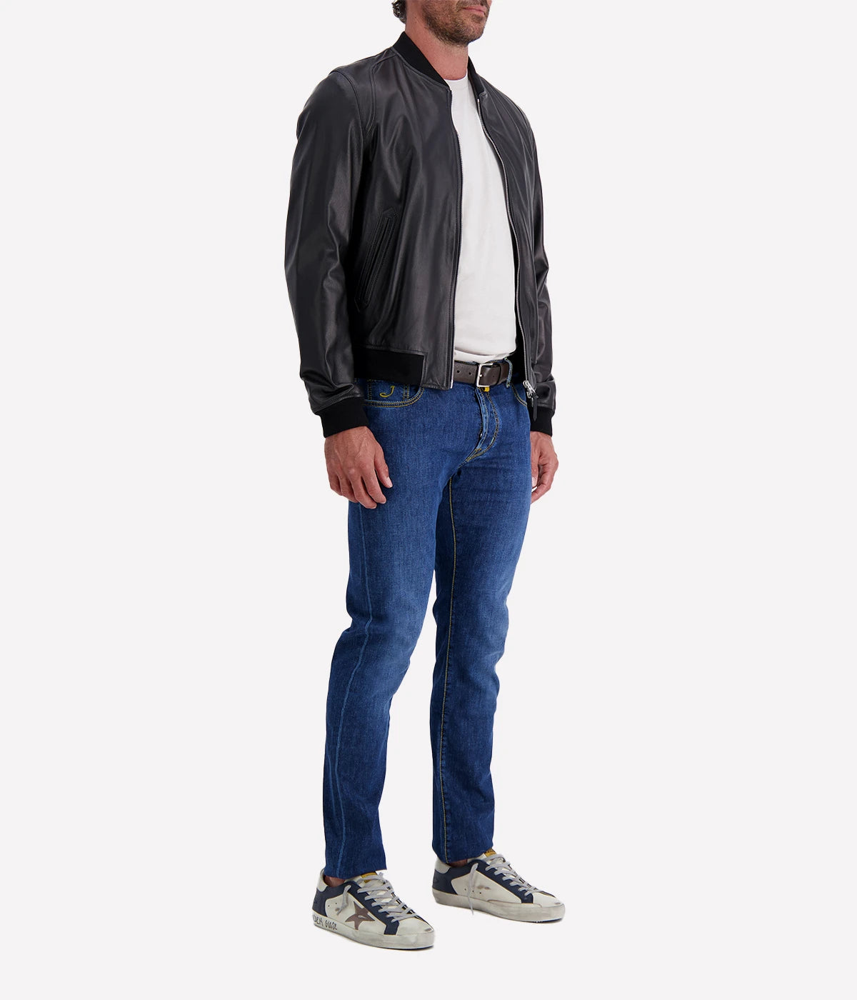 Giubbino Leather Jacket in Black