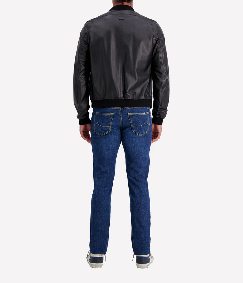Giubbino Leather Jacket in Black
