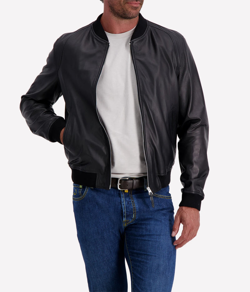 Giubbino Leather Jacket in Black