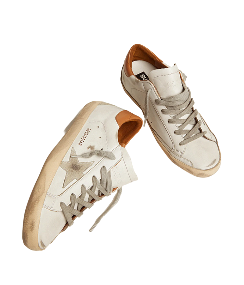 Super Star Leather Upper & Heel Suede in White, Ice & Light Brown