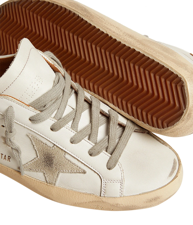 Super Star Leather Upper & Heel Suede in White, Ice & Light Brown