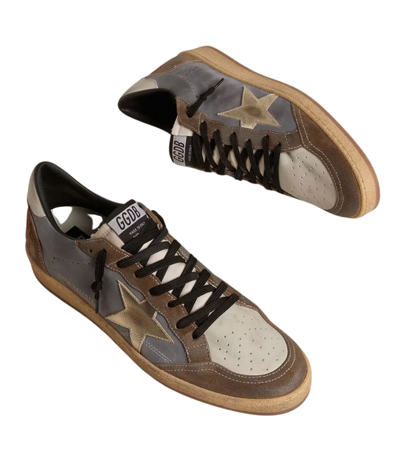 Ball Star Sneaker in Denim Blue, Green & Beige
