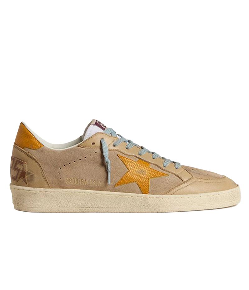 Ball Star Sneaker in Taupe, White & Yellow