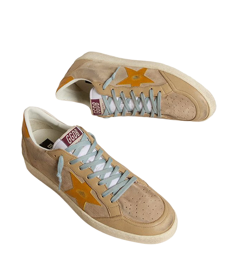 Ball Star Sneaker in Taupe, White & Yellow