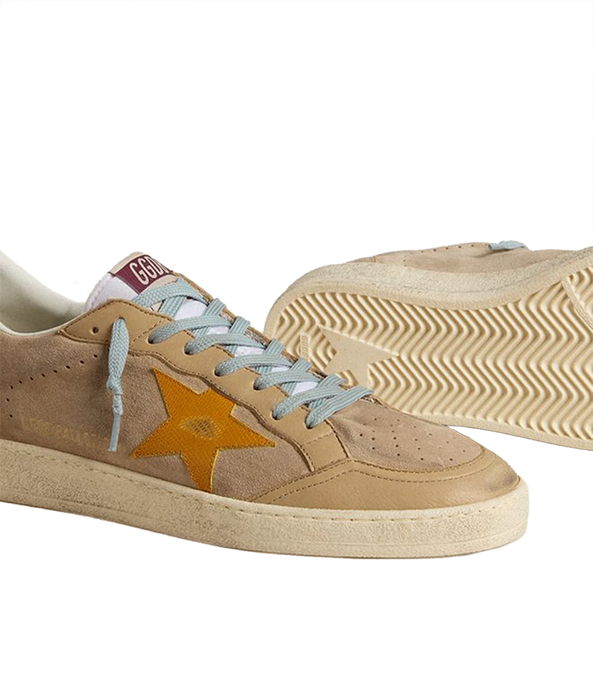 Ball Star Sneaker in Taupe, White & Yellow