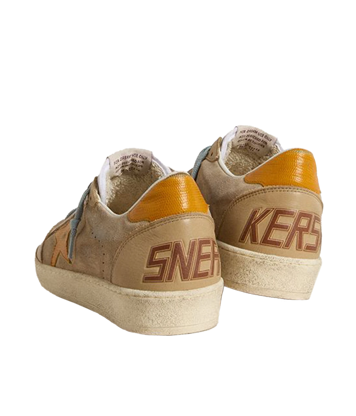 Ball Star Sneaker in Taupe, White & Yellow