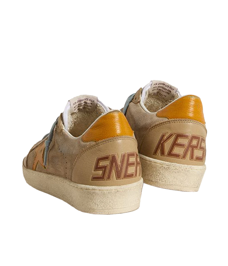Ball Star Sneaker in Taupe, White & Yellow