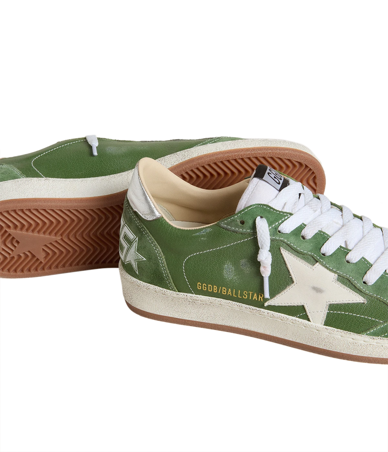 Ball Star Sneaker in Green, White & Silver