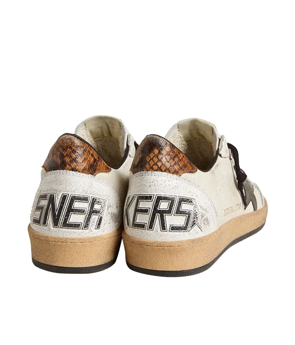 Ball Star Sneaker in White, Grey & Brown