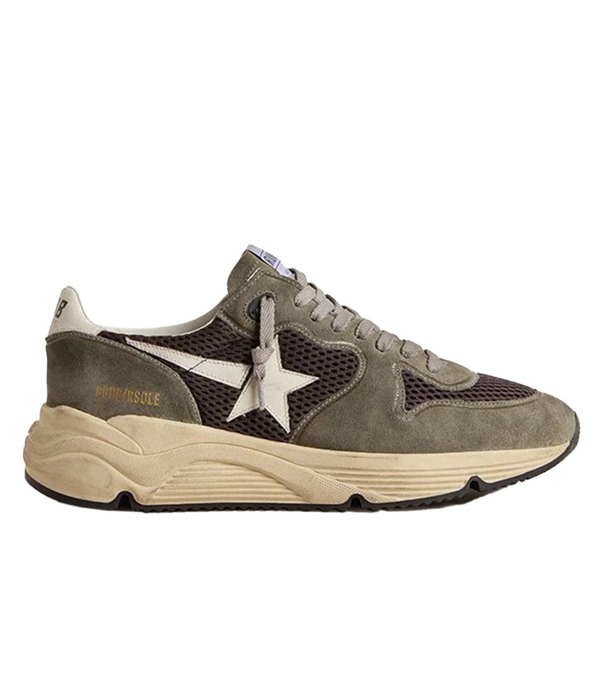 Running Sneaker in Green, Grey & White