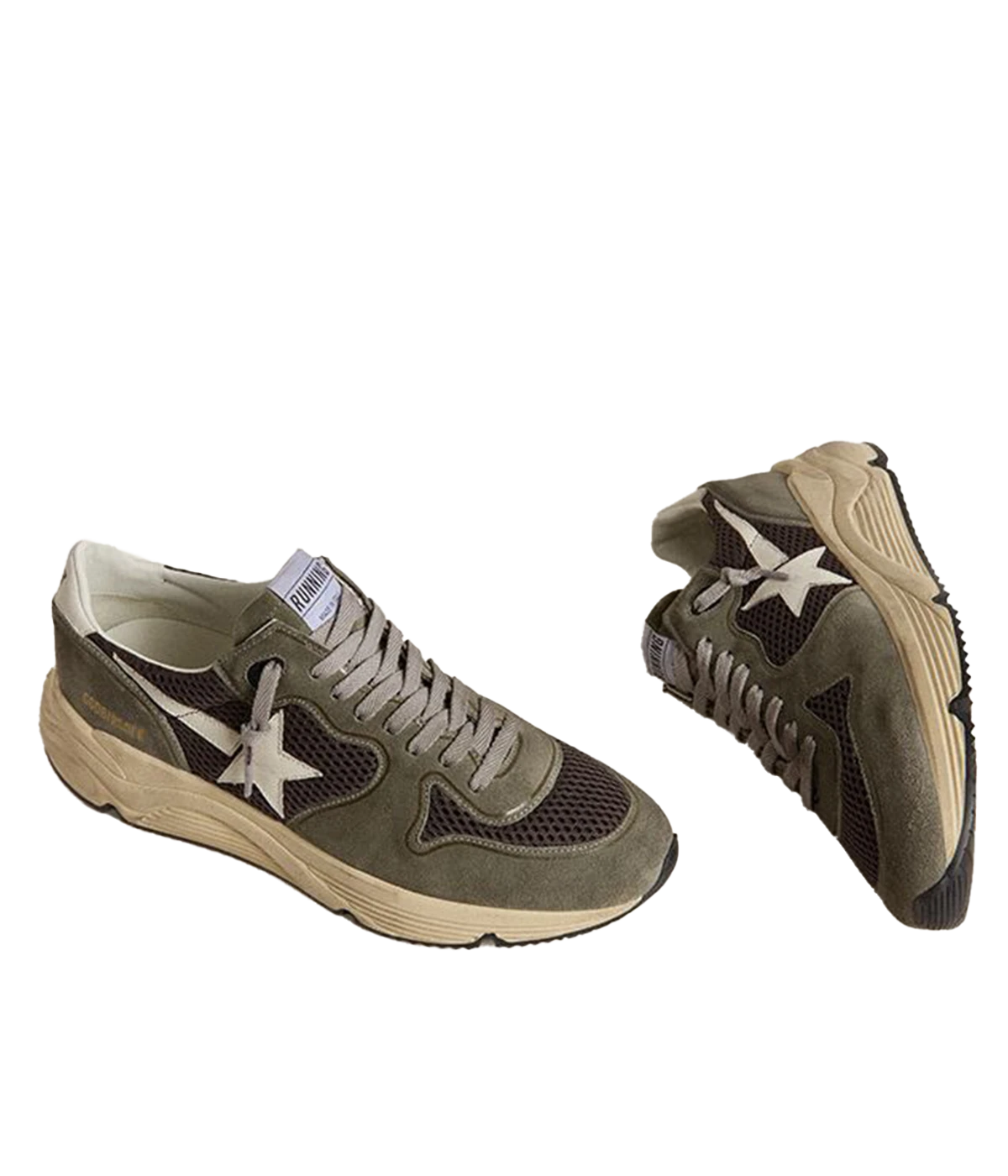 Running Sneaker in Green, Grey & White
