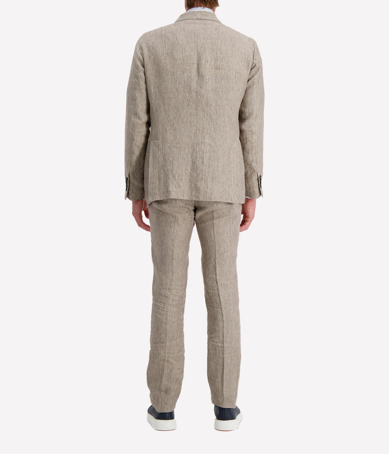 Massimo Alba Men's slim-fit flat-front linen trousers with a straight-leg cut, offering a polished yet relaxed look. Crafted from 100% breathable linen for effortless sophistication. Made in Italy.