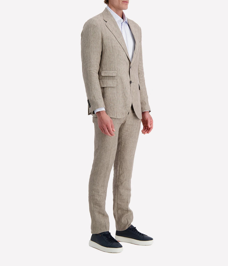 Massimo Alba Men's slim-fit flat-front linen trousers with a straight-leg cut, offering a polished yet relaxed look. Crafted from 100% breathable linen for effortless sophistication. Made in Italy.