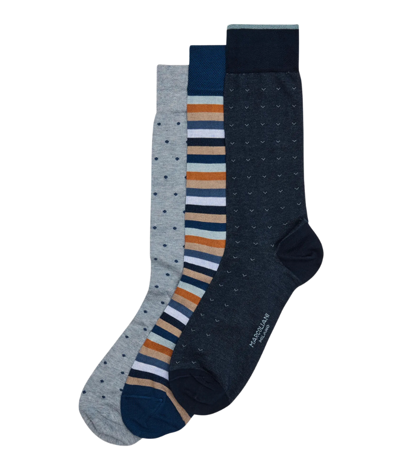 PIMA COTTON LUXURY SOCKS - 3 PACK in Mix 12
