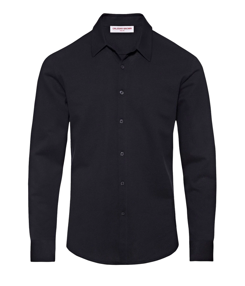 Giles Pique Shirt in Night Iris