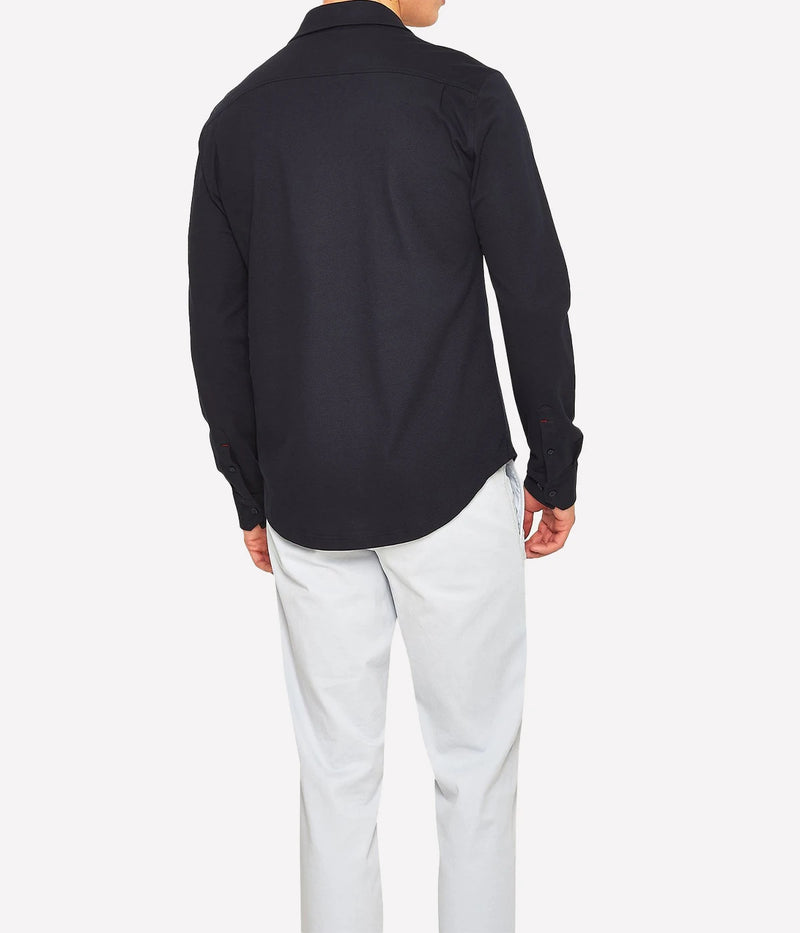 Giles Pique Shirt in Night Iris