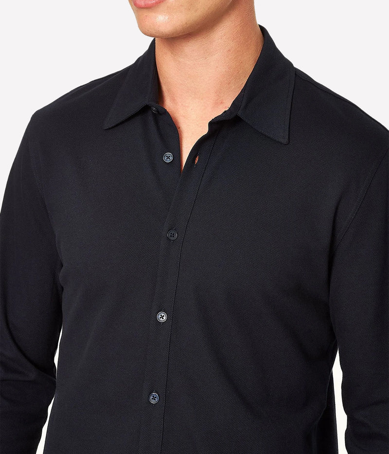 Giles Pique Shirt in Night Iris