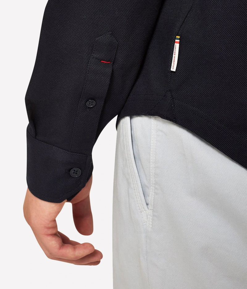 Giles Pique Shirt in Night Iris