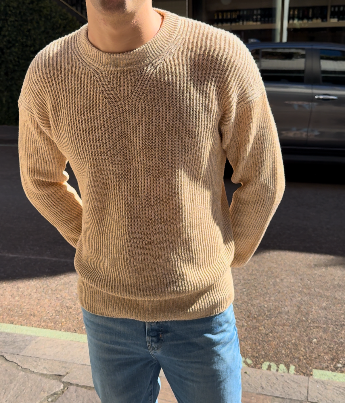 Girocollo Mouline Long Sleeve in Sabbia