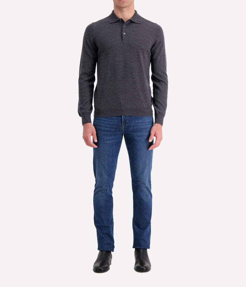 Gran Sasso Tennis long sleeve in 100% virgin wool, offering a durable and flexible fit for athletic activities, made in Italy