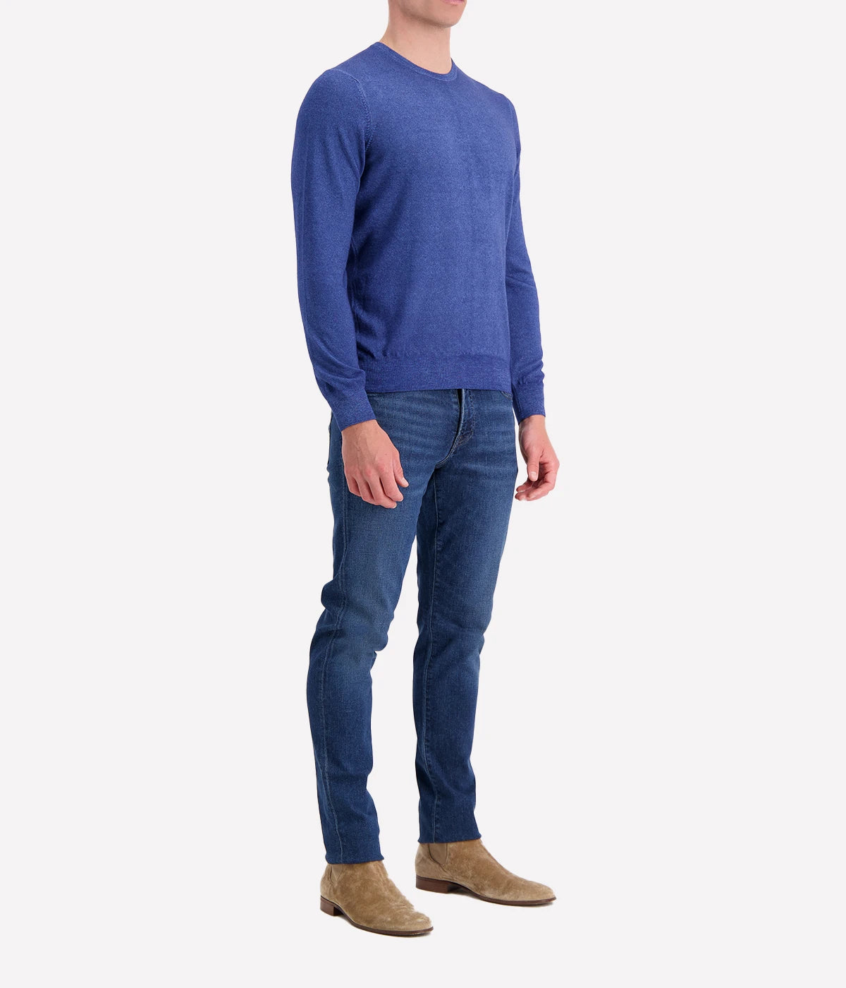 Gran Sasso crew long sleeve in 100% cashmere, offering a sleek, professional look, made in Italy