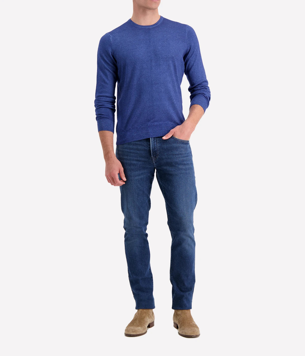 Gran Sasso crew long sleeve in 100% cashmere, offering a sleek, professional look, made in Italy
