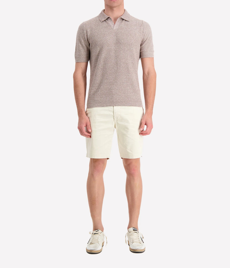 Tennis Short Sleeve Knit Polo in Beige