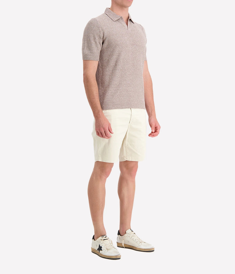 Tennis Short Sleeve Knit Polo in Beige