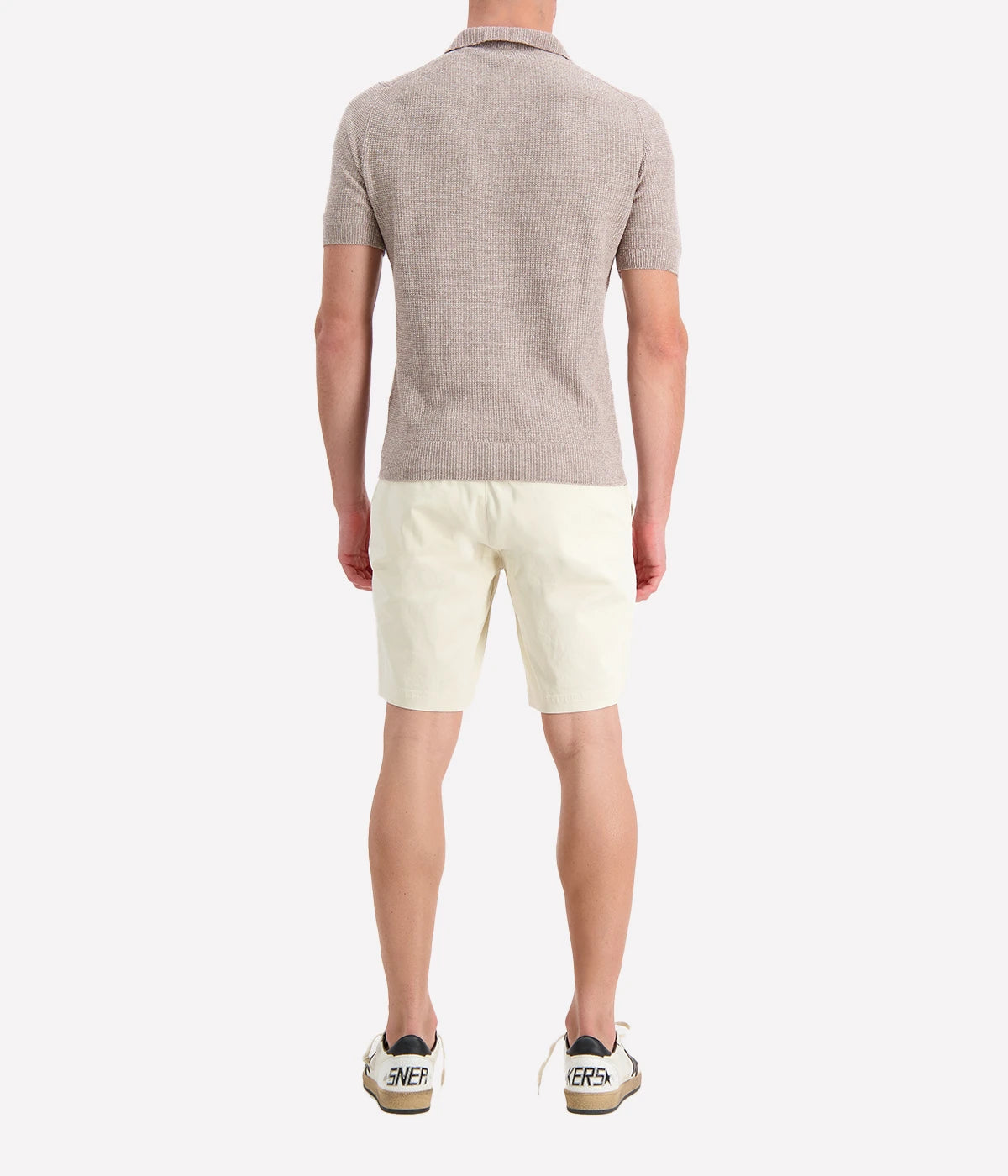 Tennis Short Sleeve Knit Polo in Beige