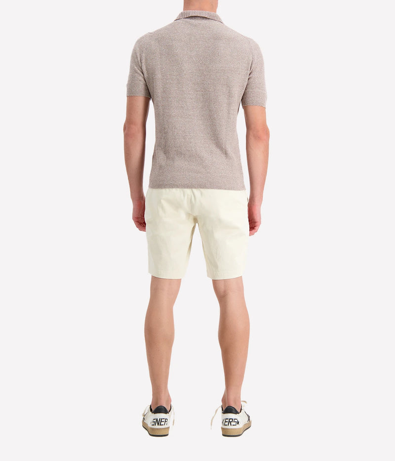 Tennis Short Sleeve Knit Polo in Beige