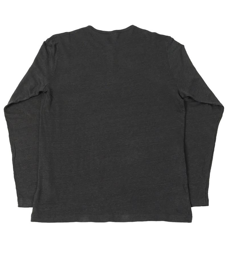 Linen Henley T-Shirt in Charcoal