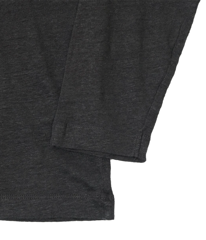 Linen Henley T-Shirt in Charcoal