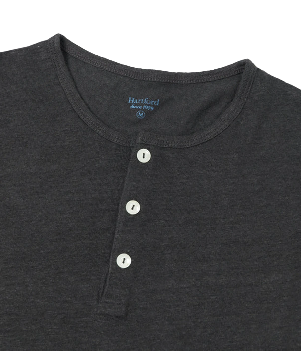 Linen Henley T-Shirt in Charcoal