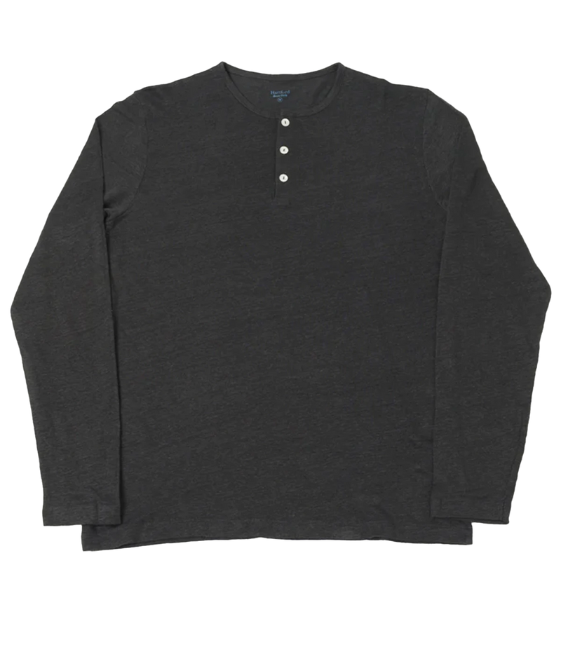 Linen Henley T-Shirt in Charcoal